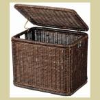 『ラタン』蓋付き四角タイプ収納「44×33.5×37cm」／ダークブラウン