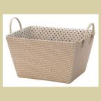 『ＰＰ』布付きの四角タイプ収納ケース（ドット柄・両手持ち）「43×33×24cm」／ナチュラル
