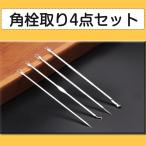 角栓取り 4本セット ニキビ 角栓 取り 除去 毛穴ケア 黒ずみ 精密  角質 いちご鼻 皮脂 抗菌 ステンレス アクネケア専用キット 黒ニキビ 白ニキビ ケース付き