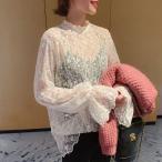 花柄刺繍レースブラウス レディース 長袖 上品トップス  ゆうパケット対応 きれいめ オフィスカジュアルにも お出かけにも 華やかで写真映え
