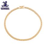  б/у AB K18 плоский ножной браслет 8 поверхность cut Triple мягкая шляпа тип Class p цепь длина 24.5cm ширина 3.6mm 10.3g структура . отдел печать есть . магазин ломбард J2880