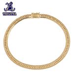  б/у AB K18 плоский ножной браслет 8 поверхность cut Triple мягкая шляпа тип Class p цепь длина 24cm ширина 5.5mm 20.4g. магазин ломбард J2881