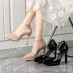パンプス ハイヒール レディース エナメル ピンヒール 10cmヒール コスプレ 変装 キャバ ストラップ 厚底 ストーム 美脚 大きいサイズ ポインテッドトゥ