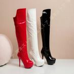 レディース ロング ブーツ ニーハイブーツ ピンヒール ヒール 13.5cm 厚底 高筒ブーツ 無地 歩きやすい 柔らかい サイドジッパー ハーフジッパー シンプル