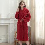 ルームウェア もこもこ パジャマ レディース 冬 ナイトガウン 長袖 ロング丈 ベルト付き サンゴネル 柔らかい 厚手 着ぐるみ 寝巻き 防寒 保温 静電気防止