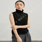  вязаный лучший женский короткий безрукавка с высоким воротником свободно tops осень-зима весна внутренний офис свитер ребристый ta-toru шея 