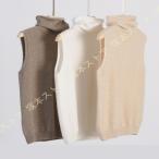 ta-toru шея вязаный лучший женский осень-зима с высоким воротником свитер безрукавка одноцветный модный без рукавов симпатичный choki жилет tops свободно мягкость 