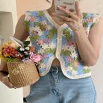  лучший женский V шея Short гонки ... плетеный безрукавка кардиган крюк плетеный цветочный принт вязаный tops retro вентиляция choki ходить на работу вязаный лучший 