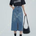 スリット デニムスカート レディース ミモレ丈 ロング スカート セクシー カジュアル ロング丈 Aライン ゆったり 秋 ハイウエスト 質感 上品 ジーンズ