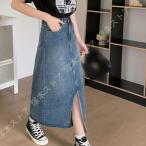 大きいサイズ デニムロングスカート 美脚 フロントボタン留め Aライン レディース ロング デニム スカート ショート丈 ゆったり タイトスカート おしゃれ