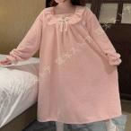 ルームワンピース ネグリジェ パジャマ 姫系 秋 冬 ロング丈 ナイトウェア レディース 長袖 ルームウェア ゆったり ホームウェア もこもこ モコモコ 寝間着