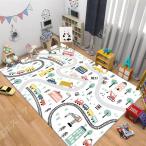 道路柄 ラグマット ベビーマット 滑り止め加工 センターラグ プレイマット おもちゃ 子ども部屋 子供部屋 学習デスクマット 撥水加工 防汚 ロードマップ
