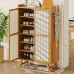 下駄箱 竹製 大容量 靴置き シューズラック シューズキャビネット 収納棚 扉付き 通気 防臭 防塵 クローゼット 靴収納キャビネット 簡単保管 アクセス