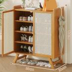 シューズボックス 下駄箱 玄関 シューズキャビネット 収納 靴棚 扉付き 靴箱 大容量 天然竹製 家具 玄関収納 スリム 薄型 省スペース 消臭 シューズラック