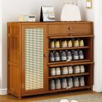 下駄箱 大容量 竹製 シューズボックス 玄関 薄型 省スペース 組立式 靴収納キャビネット 小物収納 廊下 シューズキャビネット スリム 靴入れ コンパクト