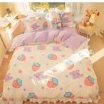 Yahoo! Yahoo!ショッピング(ヤフー ショッピング)マットレスカバー 布団カバー 寝具カバー 3点セット 綿混紡 シングル ダブル フリル付き ベッドスカート レース 可愛い お嬢様 プリンセス 女の子 掛けふとん