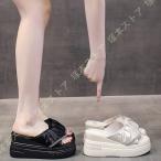 美脚 ミュール サンダル レディース 歩きやすい 旅行 ウェッジソール ハイヒール スリッパ ヒール高い 8センチ 厚底 サボサンダル ウエッジ ソール 靴