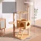 キャットタワー 透明ボウル 宇宙船付き 多頭飼い 猫ハウス 掃除簡単 爪とぎポール キャットタワー 大型猫用 コンパクト 据え置き型 スリム 猫タワー