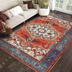 ラグ マット 洗える ラグマット 夏用 薄手 ペルシャ絨毯風 カーペット 2畳 1畳 長方形 3畳 北欧 民族風 レトロ 花柄 リビング用 居間用 おしゃれ センターラグ
