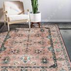 欧風ラグ カーペット ペルシャ柄 マット 花柄 絨毯 ヴィンテージ柄 洗える 柔らかい 民族風 春夏用 レトロ 2畳 エスニック ラグマット オールシーズン 花模様