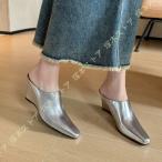 サンダル レディース 歩きやすい つっかけ ウェッジソール ヒールサンダル 厚底 ミュール 6.5cmヒール 靴 スリッパ とんがりトゥ 無地 コンフォートシューズ