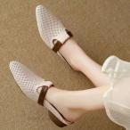 ミュール レディース フラットシューズ 夏 アウトドア サボサンダル つま先あり 無地 太めヒール かわいい スリッポン ローヒール 通勤 オフィス カジュアル