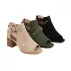 ブーツサンダル サマーブーツ サンダル 美脚 スエード調 ブーツ ストラップ 透かし グラディエーター キレイめ お洒落 レディース 素足 靴 太ヒール 7cmヒール