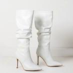 ピンヒールロングブーツレディース黒...