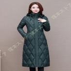 ブラック ベンチコート ロングコート フード付き 無地 レディース 中綿コート 着痩せ 膝下 ダウンコート レディース アウター aライン ゆったり フード付き