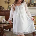 ネグリジェ レディース ロングワンピース ワンピースパジャマ 長袖 大きいサイズ セクシーランジェリー 授乳服 vネック 冷え対策 吸汗速乾 通気性 ゆったり