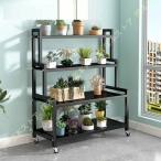 フラワースタンド プランタースタンド 花台 4段 ガーデンラック 屋外 室内 植木鉢 園芸ラック おしゃれ 観葉植物棚 鉢植え置き キャスター付き 高い耐荷重