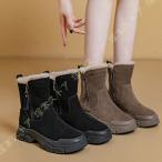 ムートンブーツ レディース ショートブーツ ラウンドトゥ 雪靴 ファー 防寒 冬物 厚底 痛くない 防滑 内ボア 可愛い 暖かい もこもこ ふわふわ 履きやすい