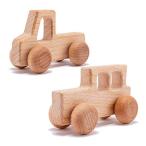 Promise Babe 木製おもちゃ 赤ちゃんのおもちゃ ミニカー ワゴン トランク 2点セット ブナの木 天然木 無塗装 押し車 玩具