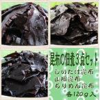 送料無料 昆布の佃煮3点セット(1) 各120g しいたけ昆布、山椒昆布、ちりめん昆布 1000円ポッキリ ご飯のお供 京都お取り寄せ 手作り おうちごはん