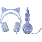 ネコミミヘッドフォン パープル MS-MIMI01-PU マイク付き