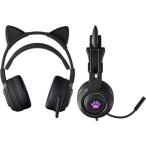 ネコミミヘッドフォン ブラック MS-MIMI01-BK マイク付き