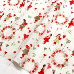 アクファクトゥム acufactum ハートとリース プリント生地 約150cm幅 最低単位30cm〜10cm単位の切り売り ハート バレンタイングッズ