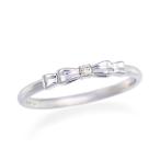 ショッピングピンキーリング K10ホワイトゴールドダイヤモンドリング（ピンキーリング）