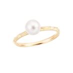 ショッピング真珠 K10イエローゴールドアコヤ真珠リング（6.5mm)