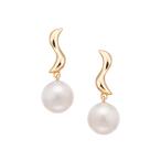 K10イエローゴールド淡水パールピアス（6.5mm）