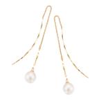 K10イエローゴールド淡水パールピアス（7.5mm)