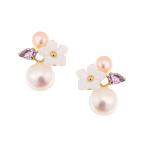 K10イエローゴールドマルチストーンピアス