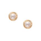 K10イエローゴールド淡水パールピアス（4mm）