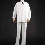 カラーシャツ ホワイト 白 メンズ 男性 リボン付 ステージ衣装 