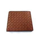 新品 メンズ ボッテガ ヴェネタ 2つ折財布 イントレチャート ブラウン マルチ