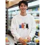 4 шт. кошка принт спортивная фуфайка белый длинный рукав вырез лодочкой casual tops V00080