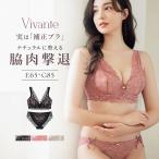 下着女性 上下セット ブラジャー 大きいサイズ ショーツ vivante スカラップレースブラ&ショーツ / 補正ブラに見えない脇肉撃退ブラ EFGカップ ツーハッチ