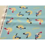 ショッピングキャラクター パペットスンスン ドット柄 ライトブルー オックス生地 キャラクター 布地 プリント コットン 入園 男の子 女の子