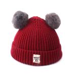 Kingsie вязаная шапка младенец baby вязаная шапка pompon имеется одноцветный симпатичный осень-зима защищающий от холода Kids девочка мужчина ( красный )