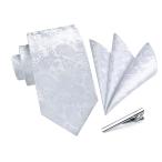 [HISDERN] серебряный галстук свадьба мужской формальный бренд галстук pocket square 3 позиций комплект peiz Lee рисунок подарок высококлассный bo